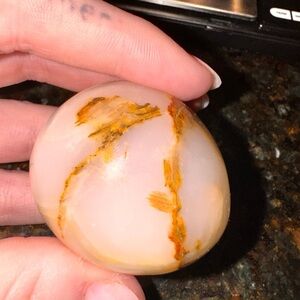 White Onyx Crystal Egg Carving